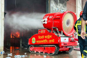 Remote-Controlled Firefighting Robot Deployed to Combat Blaze at Dhaka Airport