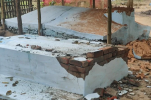 Sacred shrine damaged during a late-night attack