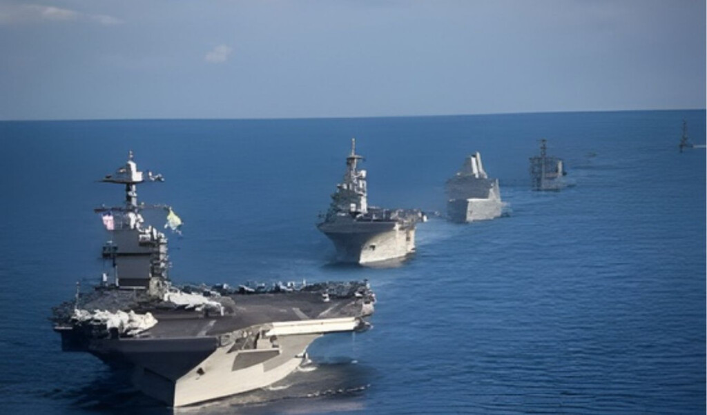 the fleet of us warships is heading towards the iranian border The fleet of US warships is heading towards the Iranian border