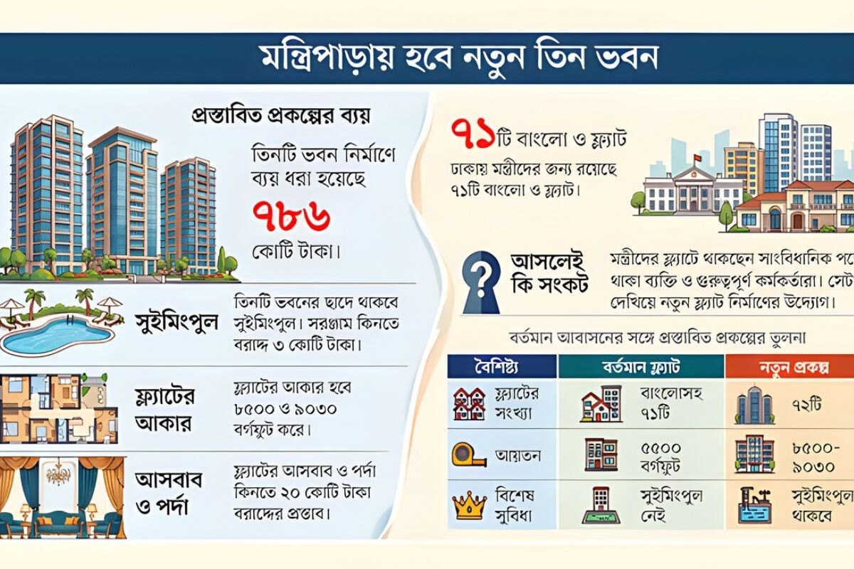 The government is building a 9030 square foot flat for ministers with modern facilities