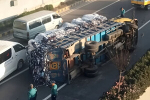 Truck Overturns in Nikunja, Major Traffic Jam Hits Dhaka Roads