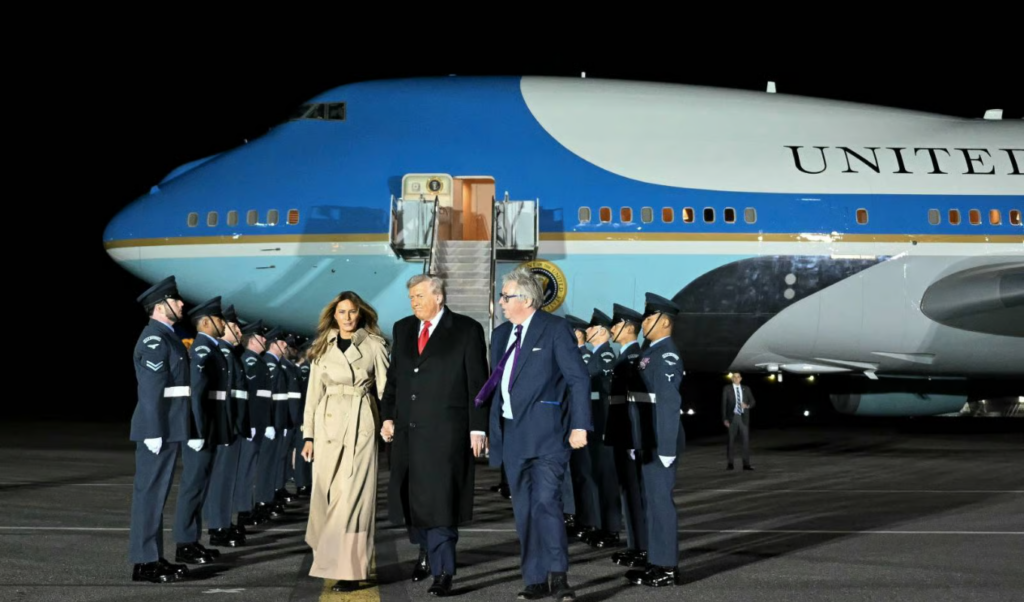 trump arrives in britain for unprecedented second state visit Trump Arrives in Britain for Unprecedented Second State Visit