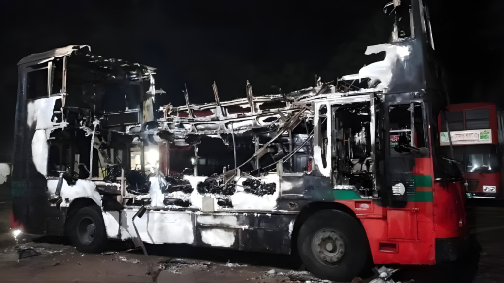 two brtc buses destroyed in late night fire at noakhali sonapur Two BRTC Buses Destroyed in Late-Night Fire at Noakhali Sonapur