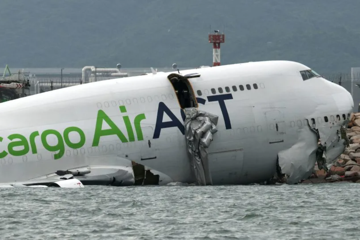 Two Killed as Cargo Plane Skids Off Runway and Plunges into Sea at Hong Kong Airport