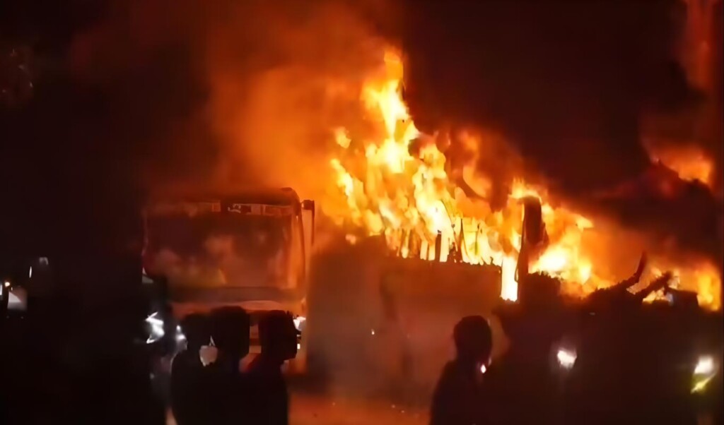 Two Buses Torched After Fatal Crash Two Buses Torched After Fatal Crash