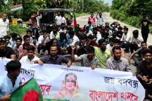 Highway Blockade Marks Student League Protest