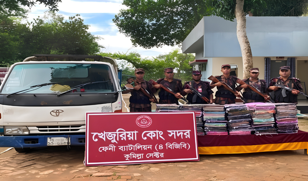 BGB Seizes Smuggled Indian Goods Worth Millions Near Feni Border BGB Seizes Smuggled Indian Goods Worth Millions Near Feni Border