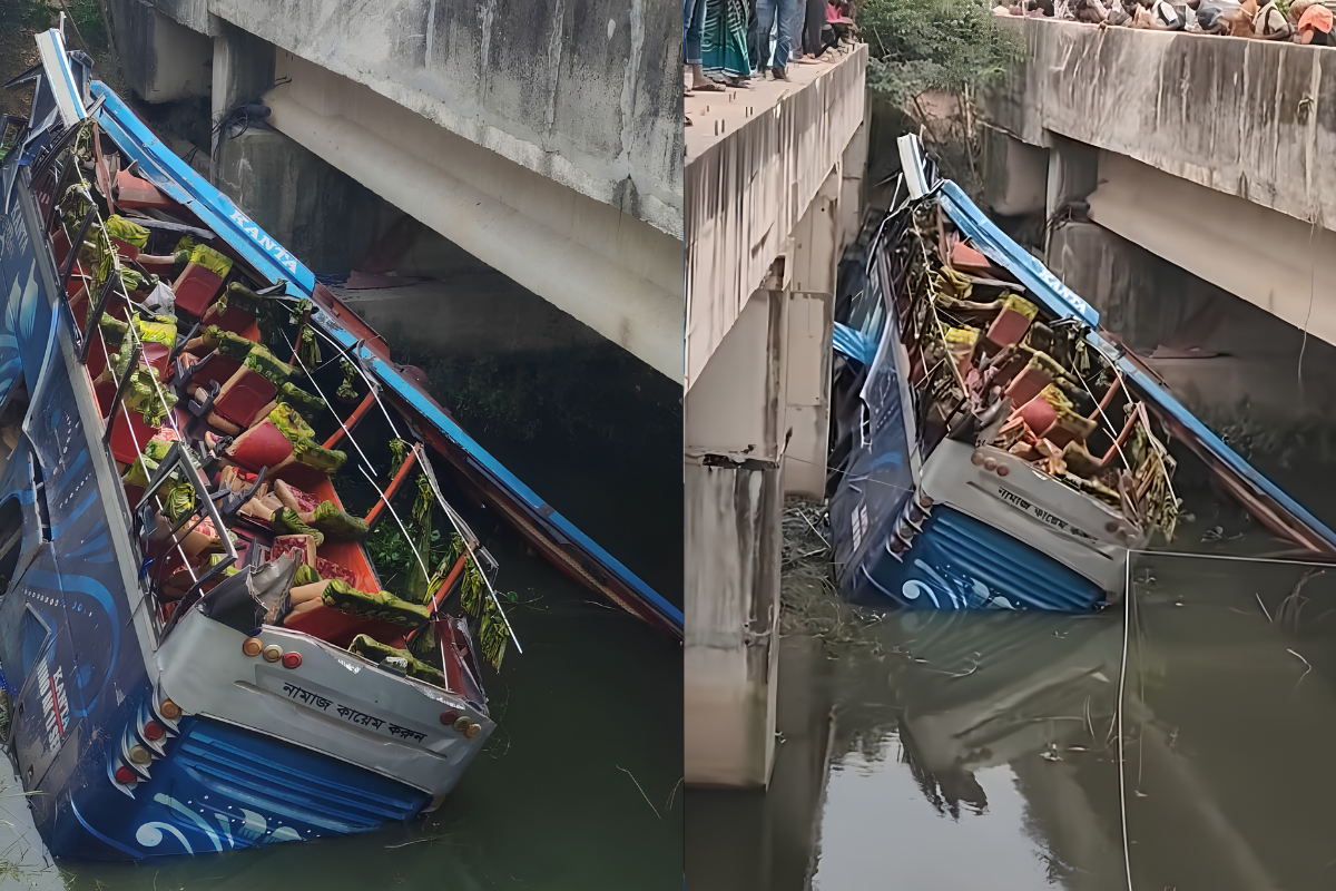 One Dead as Bus Plunges into Canal Near Manikganj