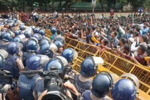 Students Blocked Outside Education Building