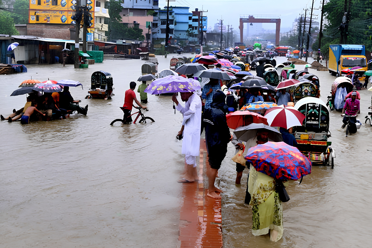 Torrential Rain Submerges Chittagong, Triggering Landslide and Flood Warnings