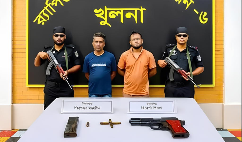 Two Armed Gangsters Arrested with Foreign Pistol in Khulna Two Armed Gangsters Arrested with Foreign Pistol in Khulna