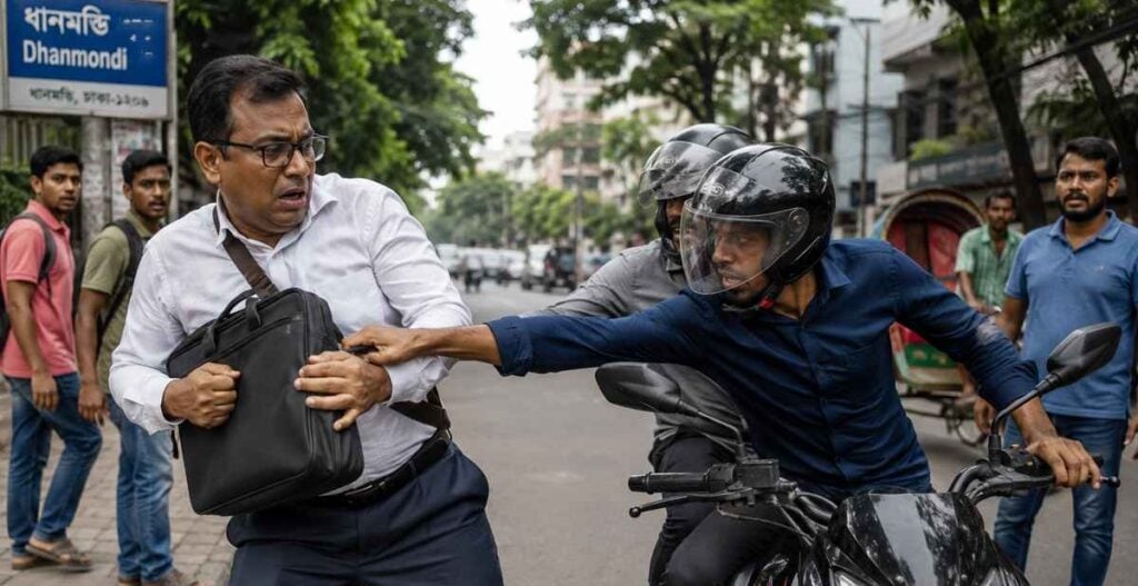 Armed Robbers Snatch 3.9 Million Taka in Broad Daylight in Dhanmondi Armed Robbers Snatch 3.9 Million Taka in Broad Daylight in Dhanmondi