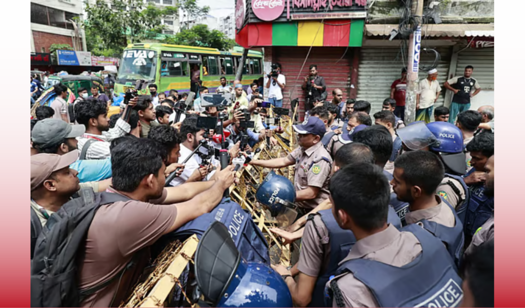 Police Block Student Front Attempting to Regain Dhaka Aliya Hostel Police Block Student Front Attempting to Regain Dhaka Aliya Hostel