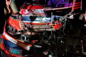 Two Killed as Bus Crashes into Stationary Lorry in Sherpur