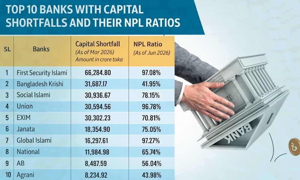 Capital Deficit in 21 Bangladeshi Banks Soars to Tk 2.94 Lakh Crore