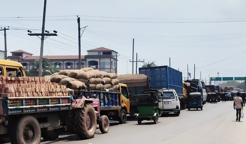 Four-Way Gridlock Paralyses Ten Kilometres of Dhaka-Sylhet Highway