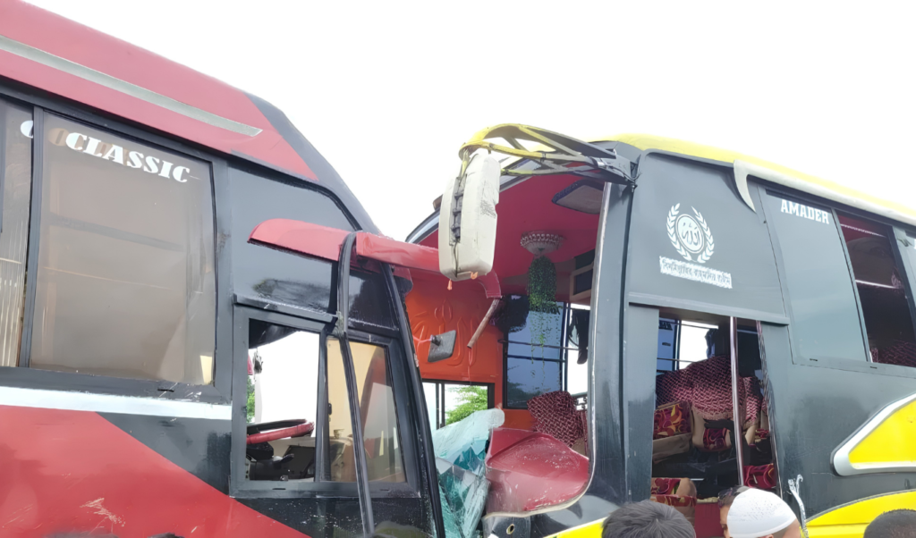 Three Dead in Fatal Head-on Bus Collision in Mymensingh