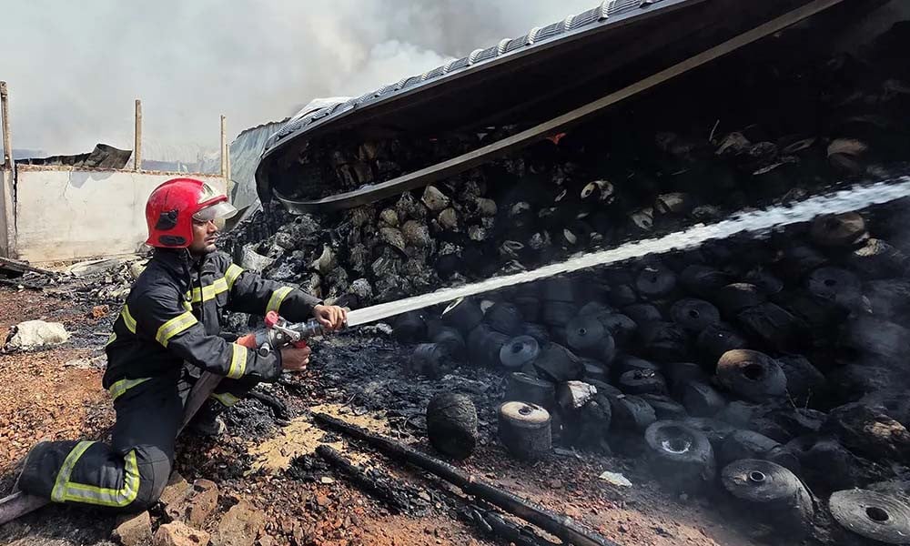 Firefighters Control Massive Blaze at Gazipur Garment Warehouse Complex