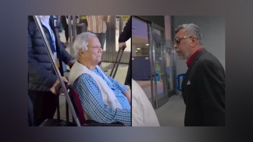 Muhammad Yunus Confronted by Protesters at New York Airport
