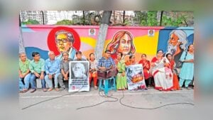 Udichi Stages Cultural Protest Over Defaced Tagore Portrait